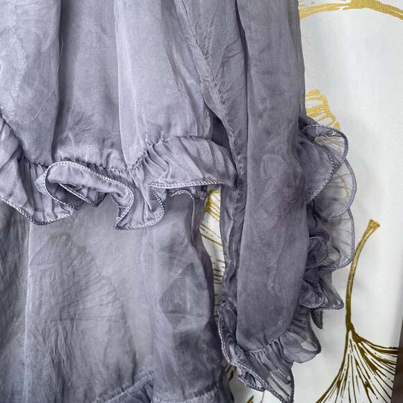 Grey Ruffle Blouse with Ruffled Collar - Picture 3 of 6